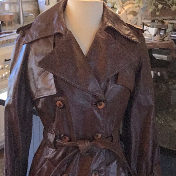 Vintage Ambe Leather Trench Coat - Picture 3 of 11